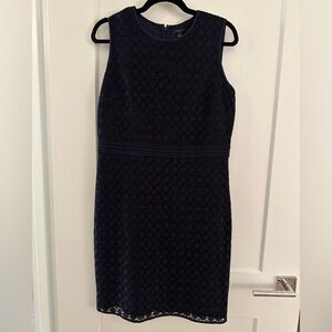 Ann Taylor Petite Navy Eyelet Shift Dress Size 10P